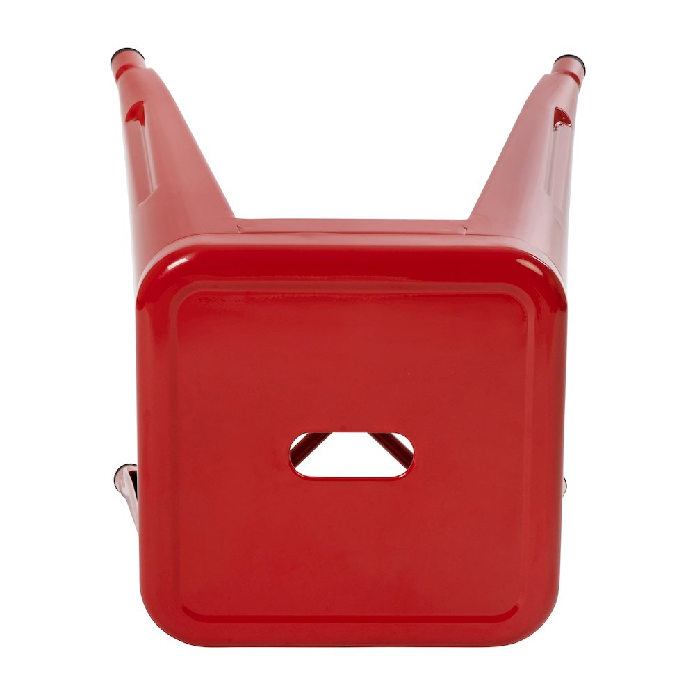 18" Table Height Stool, Stackable Metal Dining Stool in Red - Set of 4