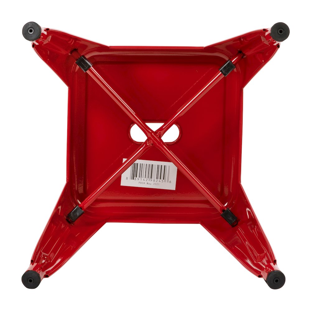 18" Table Height Stool, Stackable Metal Dining Stool in Red - Set of 4