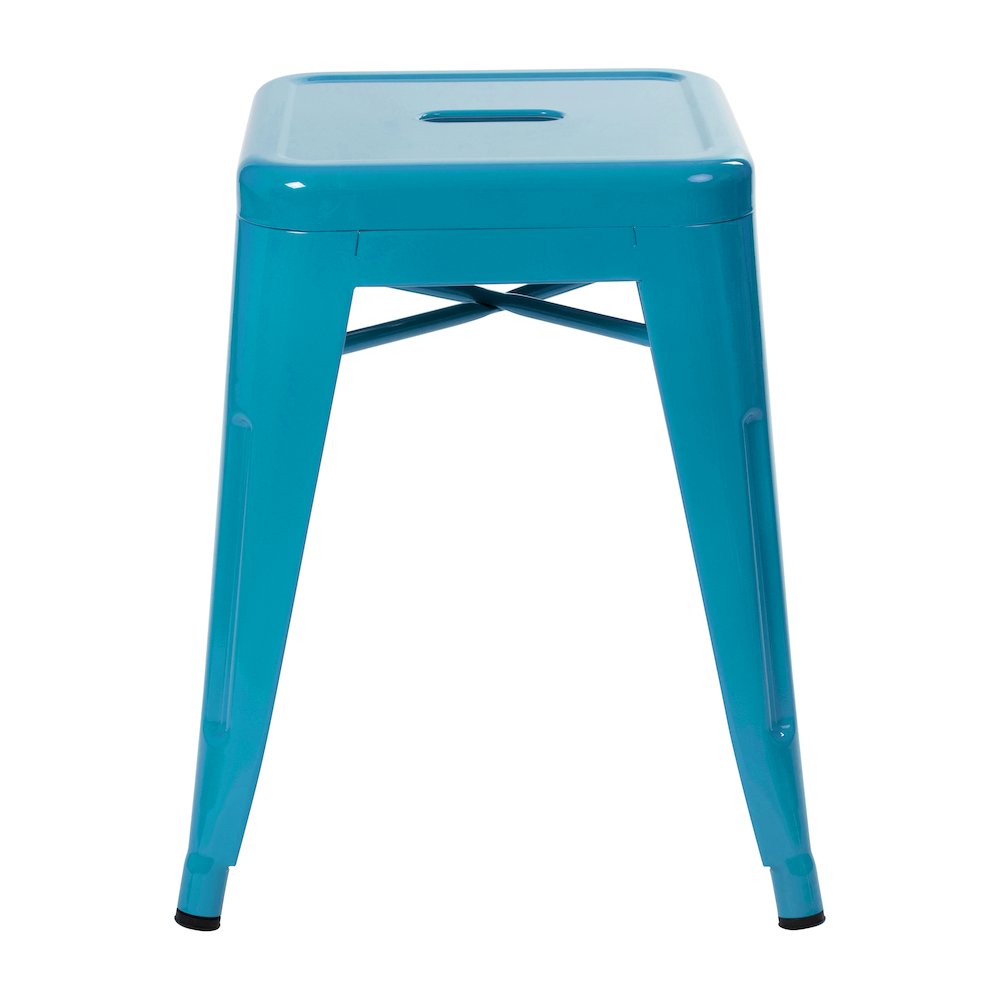 18" Table Height Stool, Stackable Metal Dining Stool in Teal - Set of 4