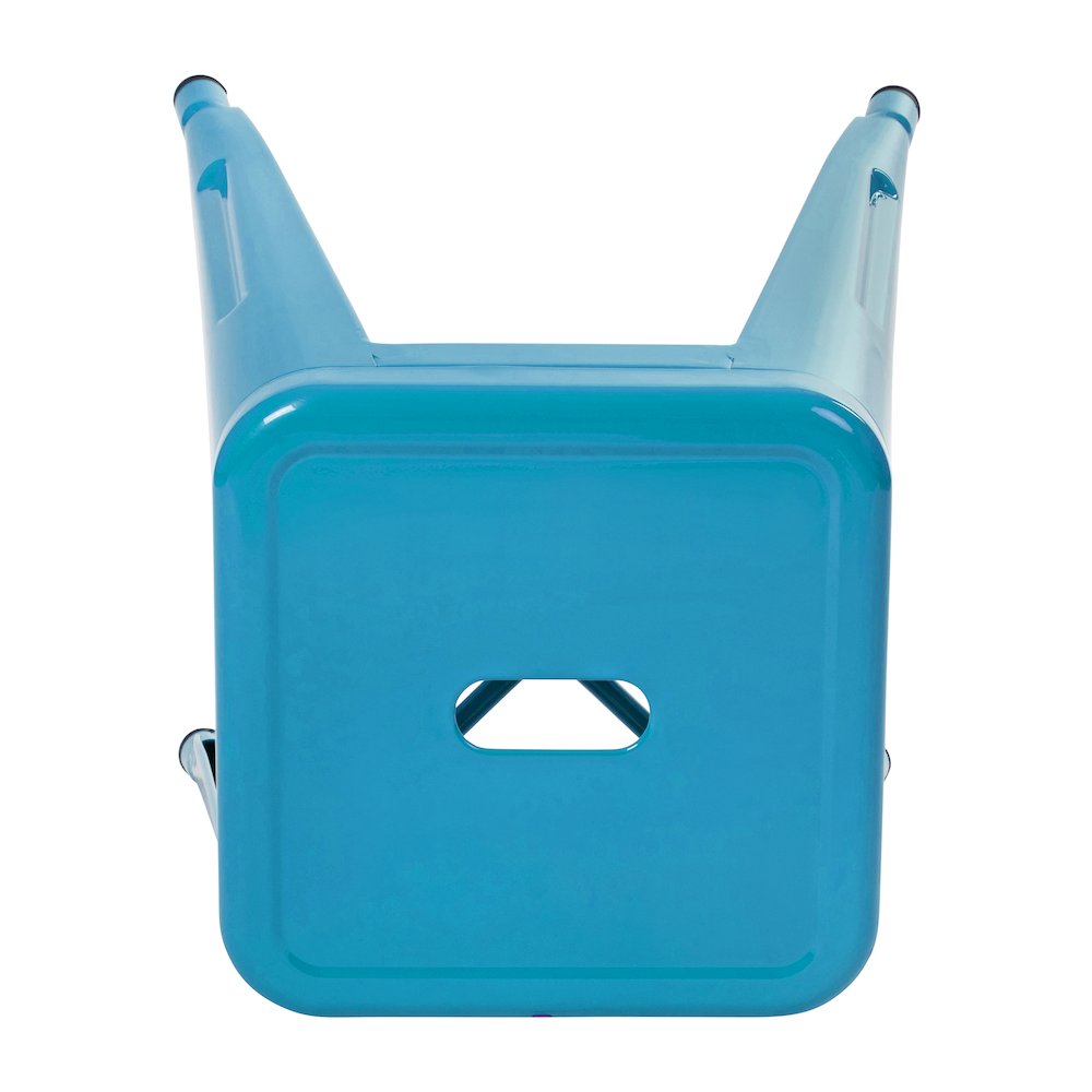 18" Table Height Stool, Stackable Metal Dining Stool in Teal - Set of 4