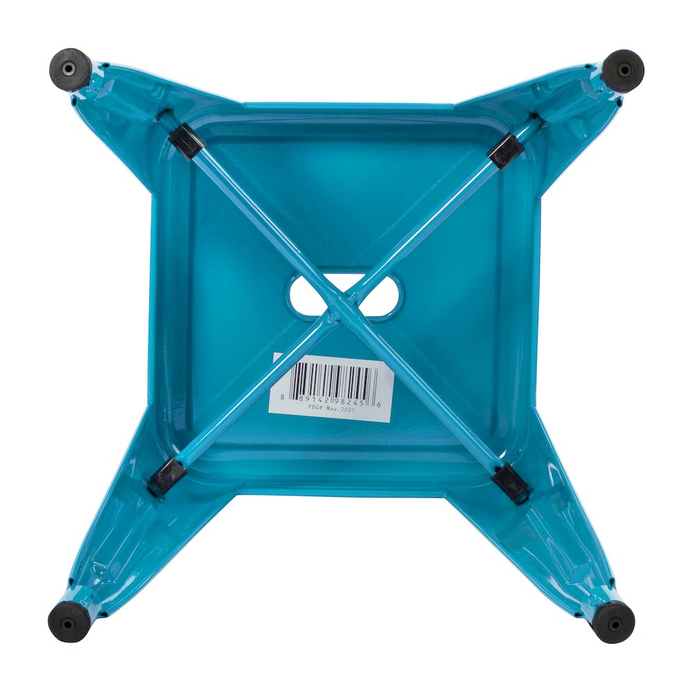 18" Table Height Stool, Stackable Metal Dining Stool in Teal - Set of 4