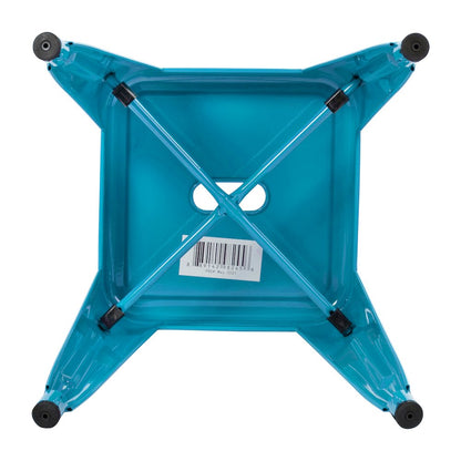 18" Table Height Stool, Stackable Metal Dining Stool in Teal - Set of 4