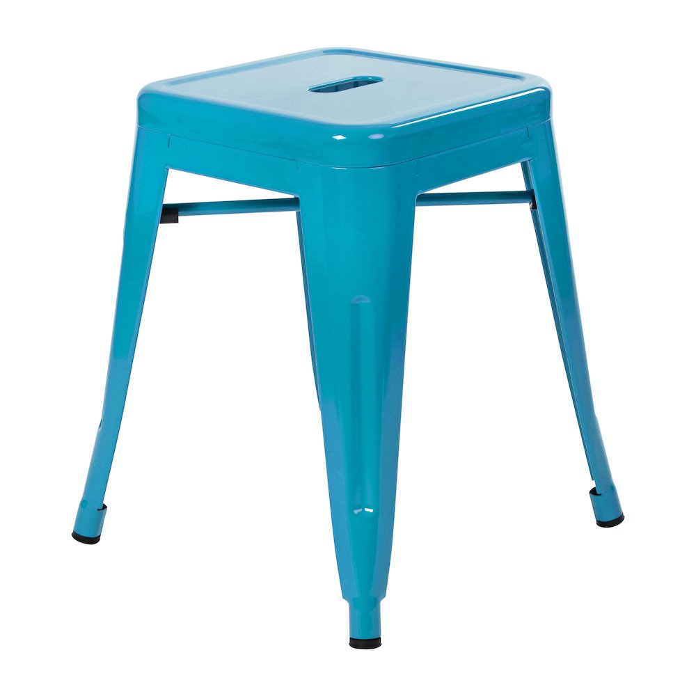 18" Table Height Stool, Stackable Metal Dining Stool in Teal - Set of 4