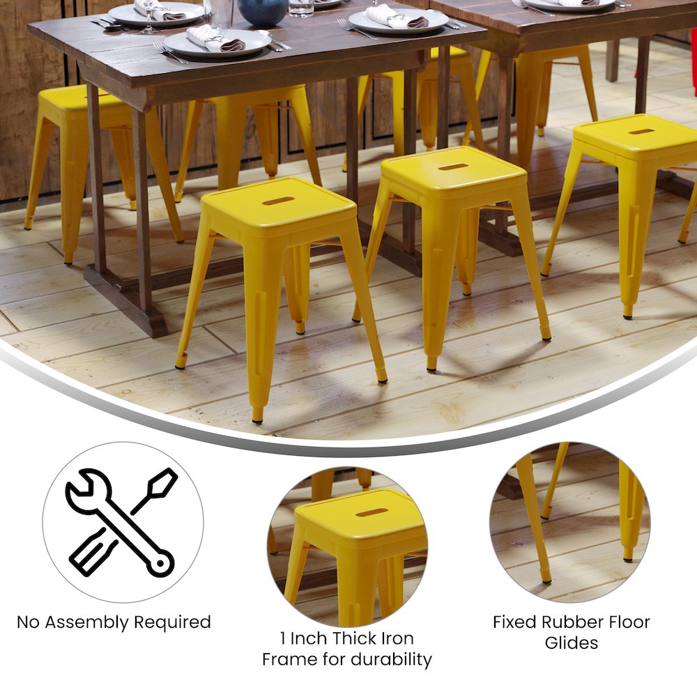Set of 4 Space Saving 18 Inch Indoor Dining Stool for home or business use