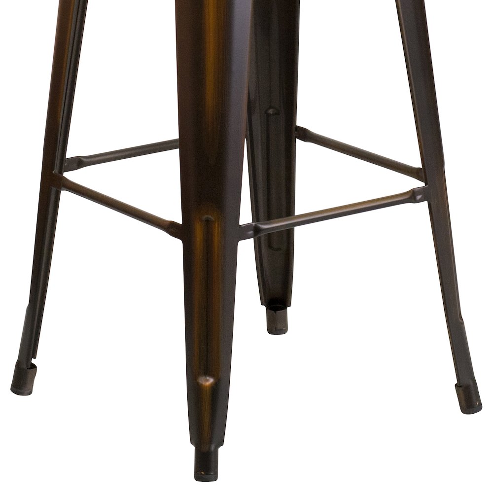 30" High Backless Distressed Copper Metal Indoor-Outdoor Barstool
