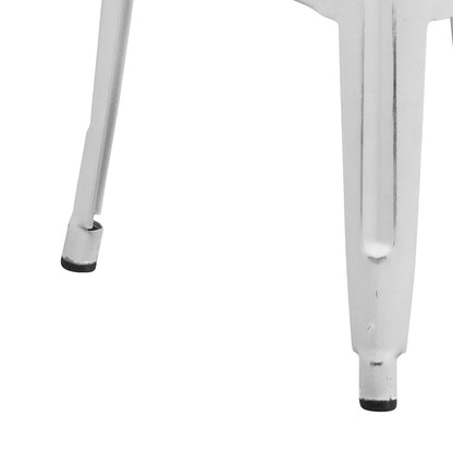 30" High Backless Distressed White Metal Indoor-Outdoor Barstool