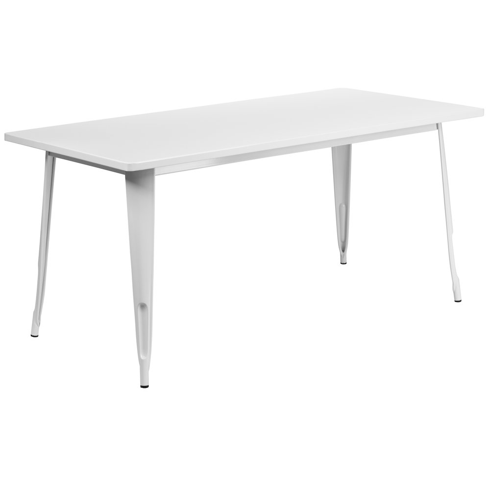 Commercial Grade 31.5" x 63" Rectangular White Metal Indoor-Outdoor Table
