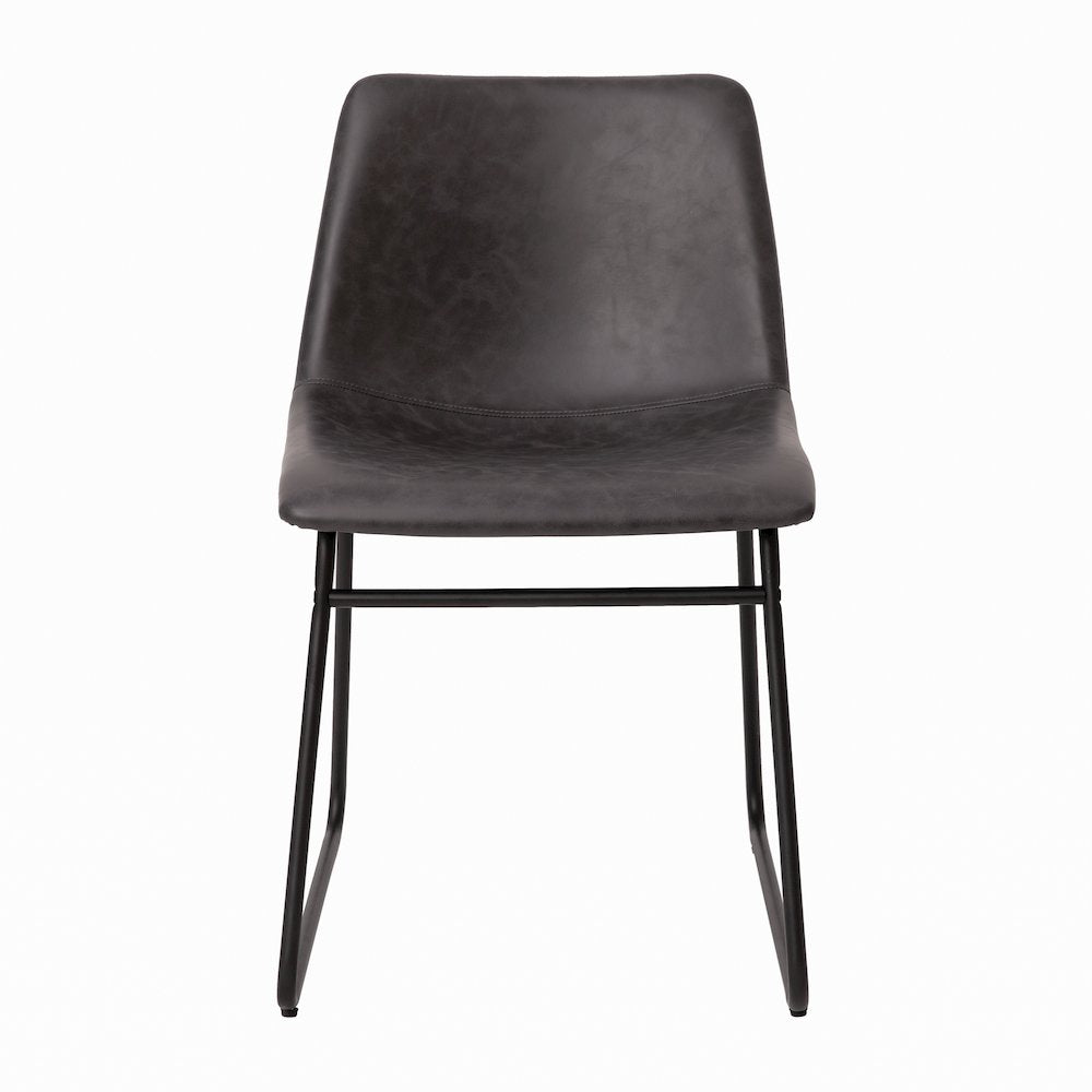 18 in Mid-Back Sled Base Dining Chair in Dark Gray with Black Frame, Set of 2