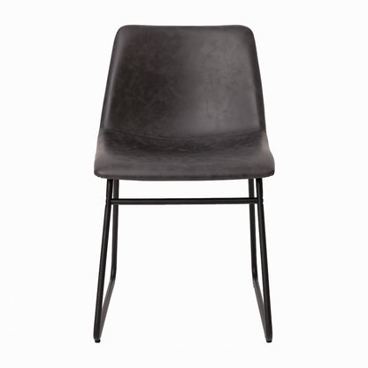 18 in Mid-Back Sled Base Dining Chair in Dark Gray with Black Frame, Set of 2