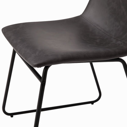 18 in Mid-Back Sled Base Dining Chair in Dark Gray with Black Frame, Set of 2
