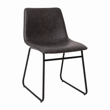 18 in Mid-Back Sled Base Dining Chair in Dark Gray with Black Frame, Set of 2