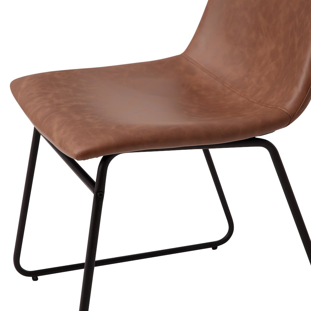 18 in Mid-Back Sled Base Dining Chair in Light Brown with Black Frame, Set of 2