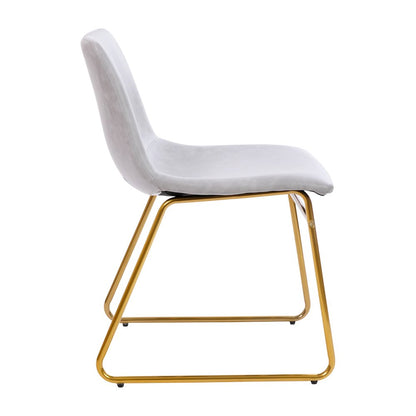 18 in Mid-Back Sled Base Dining Chair in Light Gray with Gold Frame, Set of 2