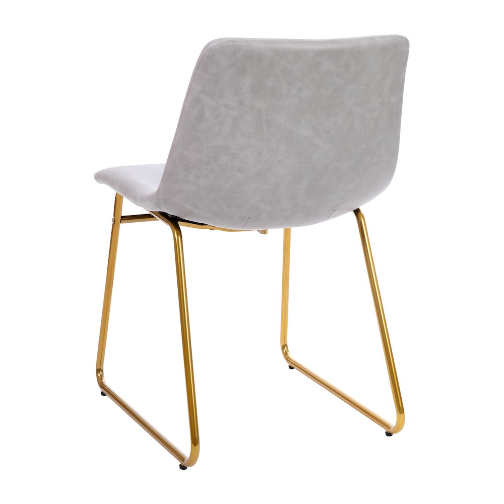 18 in Mid-Back Sled Base Dining Chair in Light Gray with Gold Frame, Set of 2