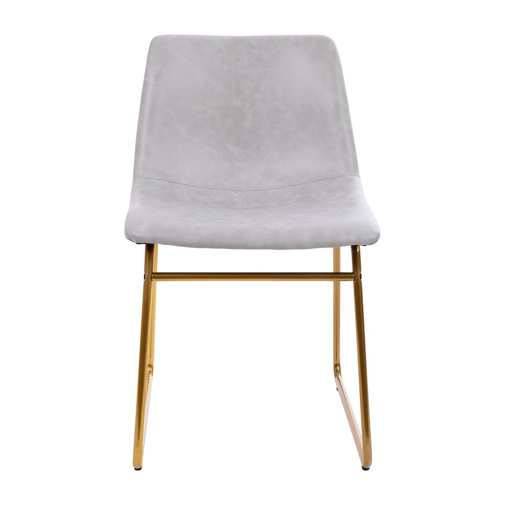 18 in Mid-Back Sled Base Dining Chair in Light Gray with Gold Frame, Set of 2