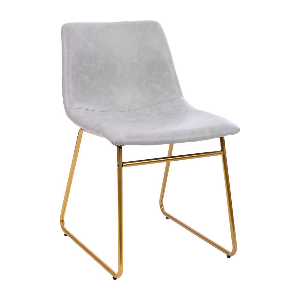 18 in Mid-Back Sled Base Dining Chair in Light Gray with Gold Frame, Set of 2
