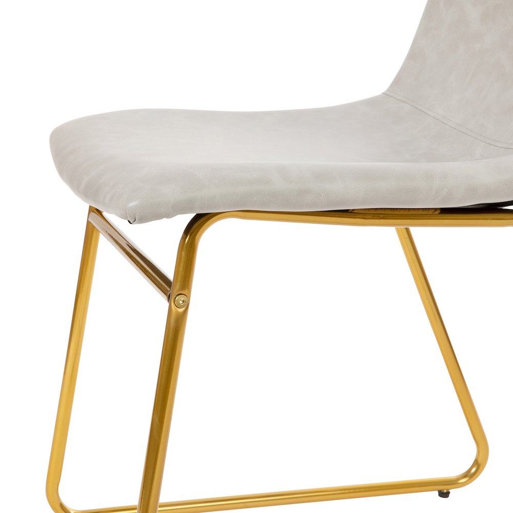 18 in Mid-Back Sled Base Dining Chair in Light Gray with Gold Frame, Set of 2