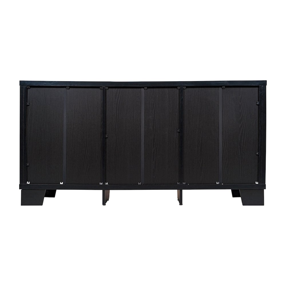 Black 59in Modern Kitchen and Dining Room Buffet Sideboard Storage Cabinet