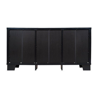 Black 59in Modern Kitchen and Dining Room Buffet Sideboard Storage Cabinet
