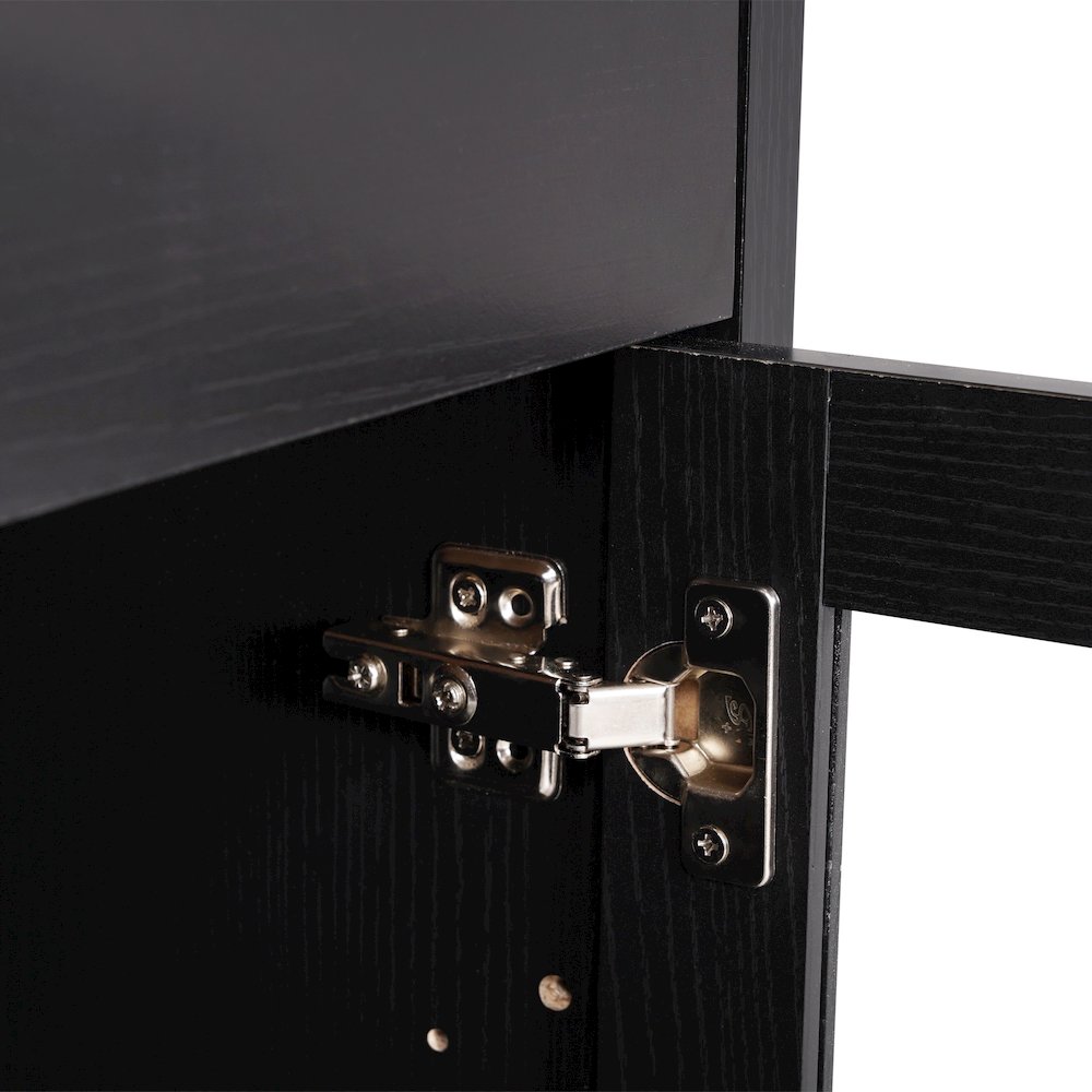 Black 59in Modern Kitchen and Dining Room Buffet Sideboard Storage Cabinet