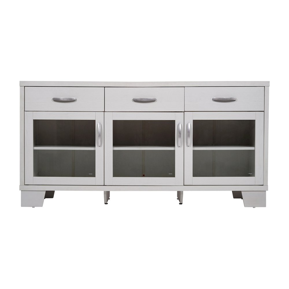 White 59 Inch Modern Kitchen and Dining Room Buffet Sideboard Storage Cabinet