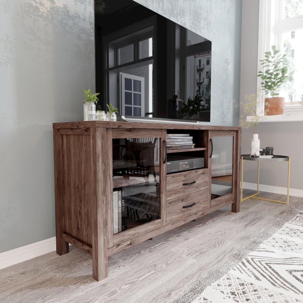 Brown 59in Modern Kitchen and Dining Room Buffet Sideboard Storage Cabinet