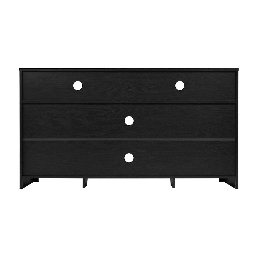 Modern 58 Inch Buffet Sideboard, TV Stand for up to 65" TV's, Black/Rattan