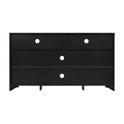 Modern 58 Inch Buffet Sideboard, TV Stand for up to 65" TV's, Black/Rattan