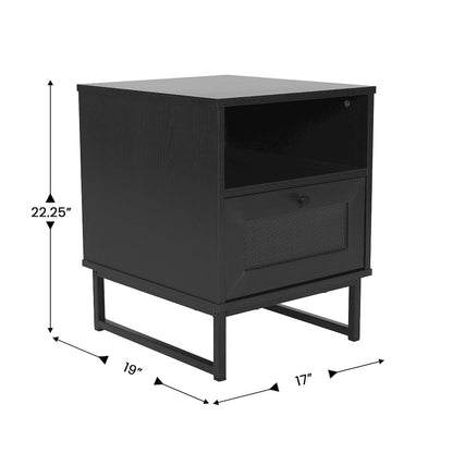 Set of 2 Mid-Century Modern Nightstands or End Tables, Black