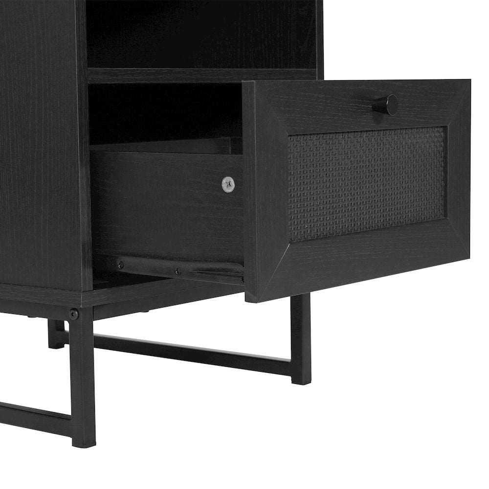 Set of 2 Mid-Century Modern Nightstands or End Tables, Black