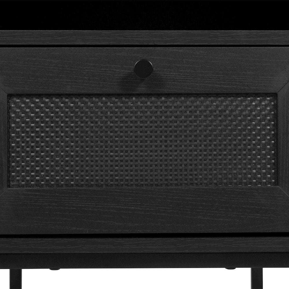 Set of 2 Mid-Century Modern Nightstands or End Tables, Black