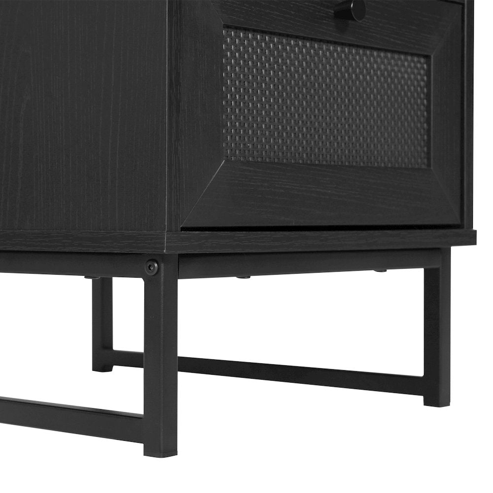 Set of 2 Mid-Century Modern Nightstands or End Tables, Black