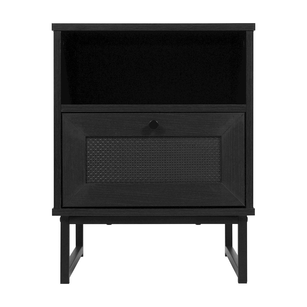 Set of 2 Mid-Century Modern Nightstands or End Tables, Black