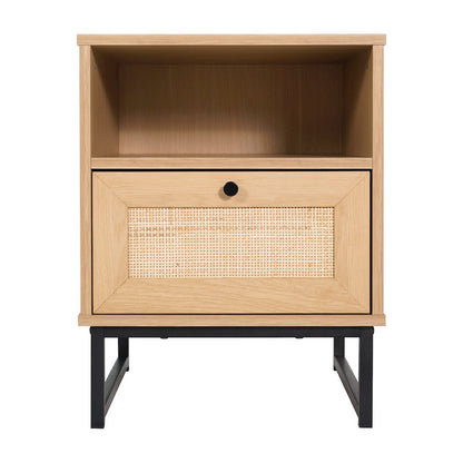 Set of 2 Mid-Century Modern Nightstands or End Tables, Natural