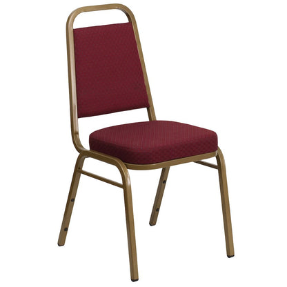 Trapezoidal Back Stacking Banquet Chair in Burgundy Fabric - Gold Frame