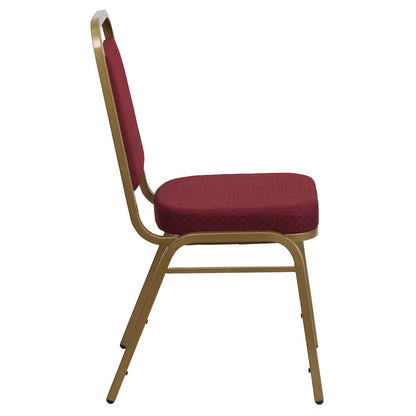 Trapezoidal Back Stacking Banquet Chair in Burgundy Fabric - Gold Frame