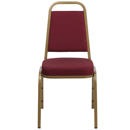 Trapezoidal Back Stacking Banquet Chair in Burgundy Fabric - Gold Frame