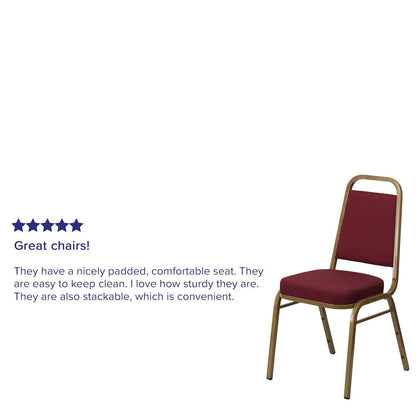 Trapezoidal Back Stacking Banquet Chair in Burgundy Fabric - Gold Frame