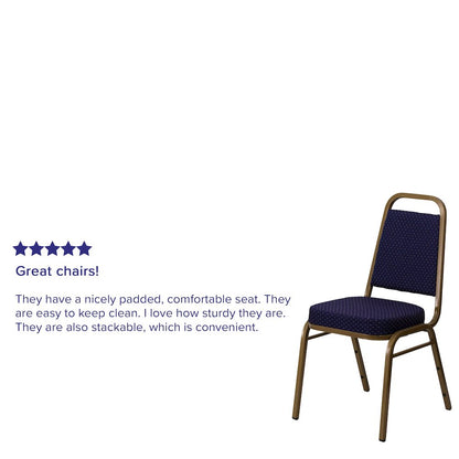 Trapezoidal Back Stacking Banquet Chair in Navy Patterned Fabric - Gold Frame