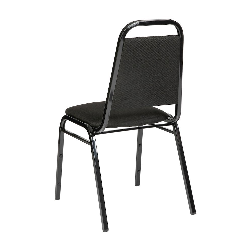 Trapezoidal Back Stacking Banquet Chair in Black Fabric - Black Frame