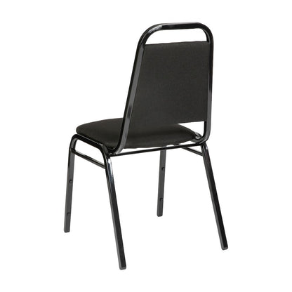 Trapezoidal Back Stacking Banquet Chair in Black Fabric - Black Frame