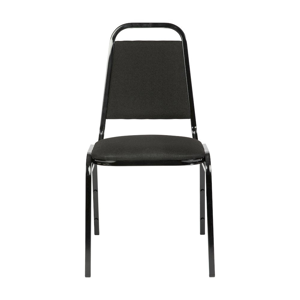 Trapezoidal Back Stacking Banquet Chair in Black Fabric - Black Frame
