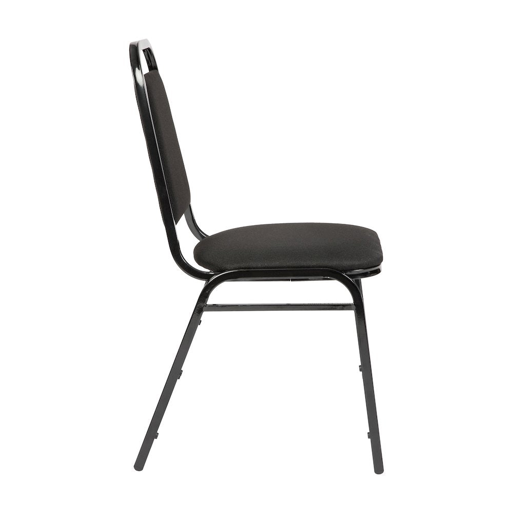 Trapezoidal Back Stacking Banquet Chair in Black Fabric - Black Frame