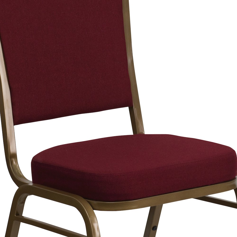 Crown Back Stacking Banquet Chair in Burgundy Fabric - Gold Frame