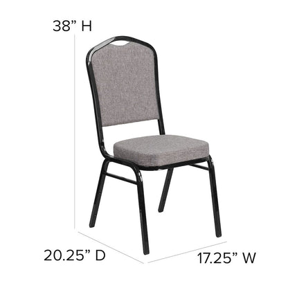 Crown Back Stacking Banquet Chair in Gray Fabric - Black Frame