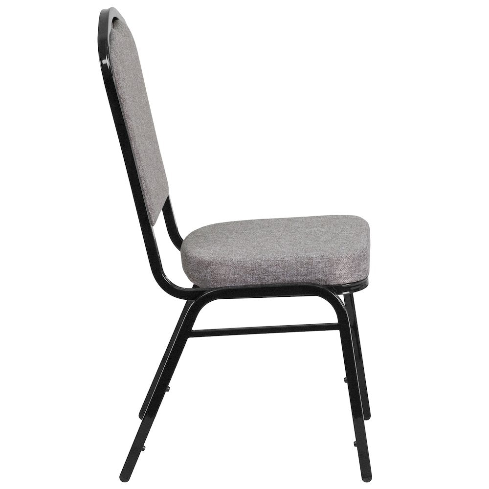 Crown Back Stacking Banquet Chair in Gray Fabric - Black Frame
