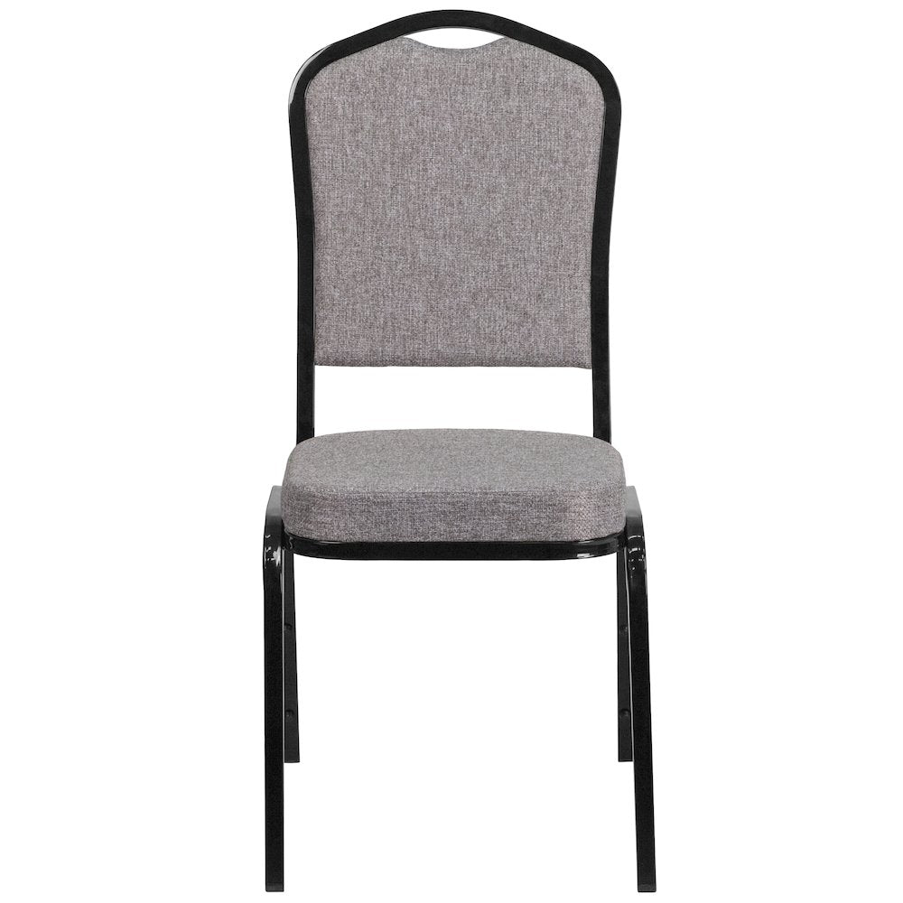 Crown Back Stacking Banquet Chair in Gray Fabric - Black Frame