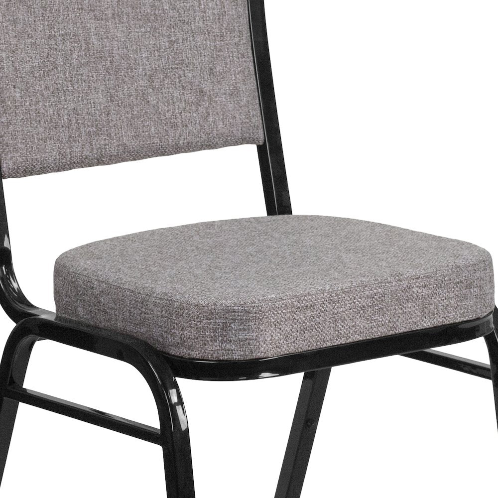 Crown Back Stacking Banquet Chair in Gray Fabric - Black Frame