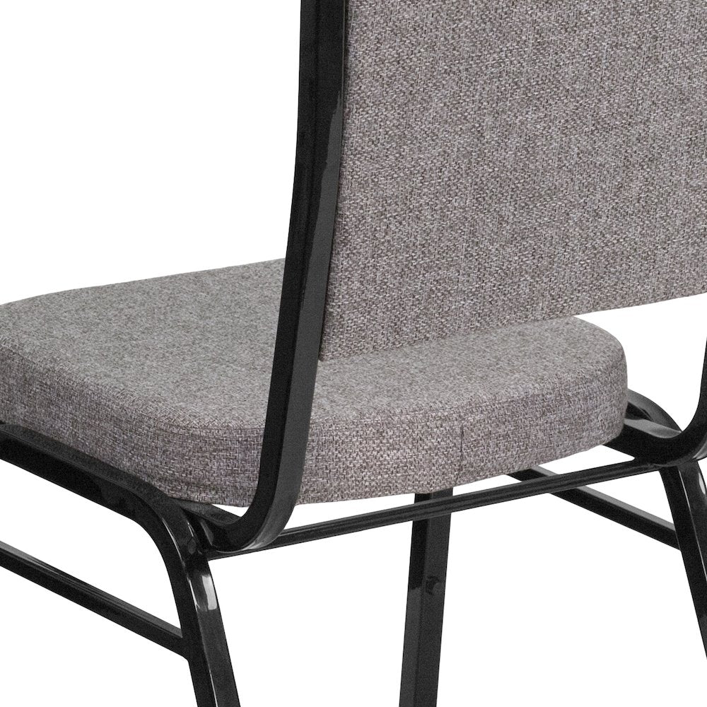 Crown Back Stacking Banquet Chair in Gray Fabric - Black Frame