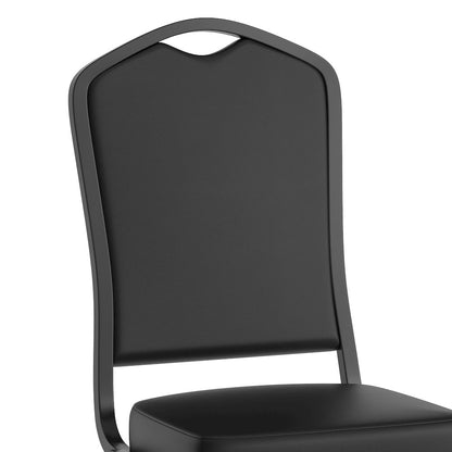 HERCULES Series Crown Back Stacking Banquet Chair in Black Vinyl - Black Frame